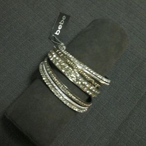 BEBÉ SILVER RHINESTONE BRACELET.
